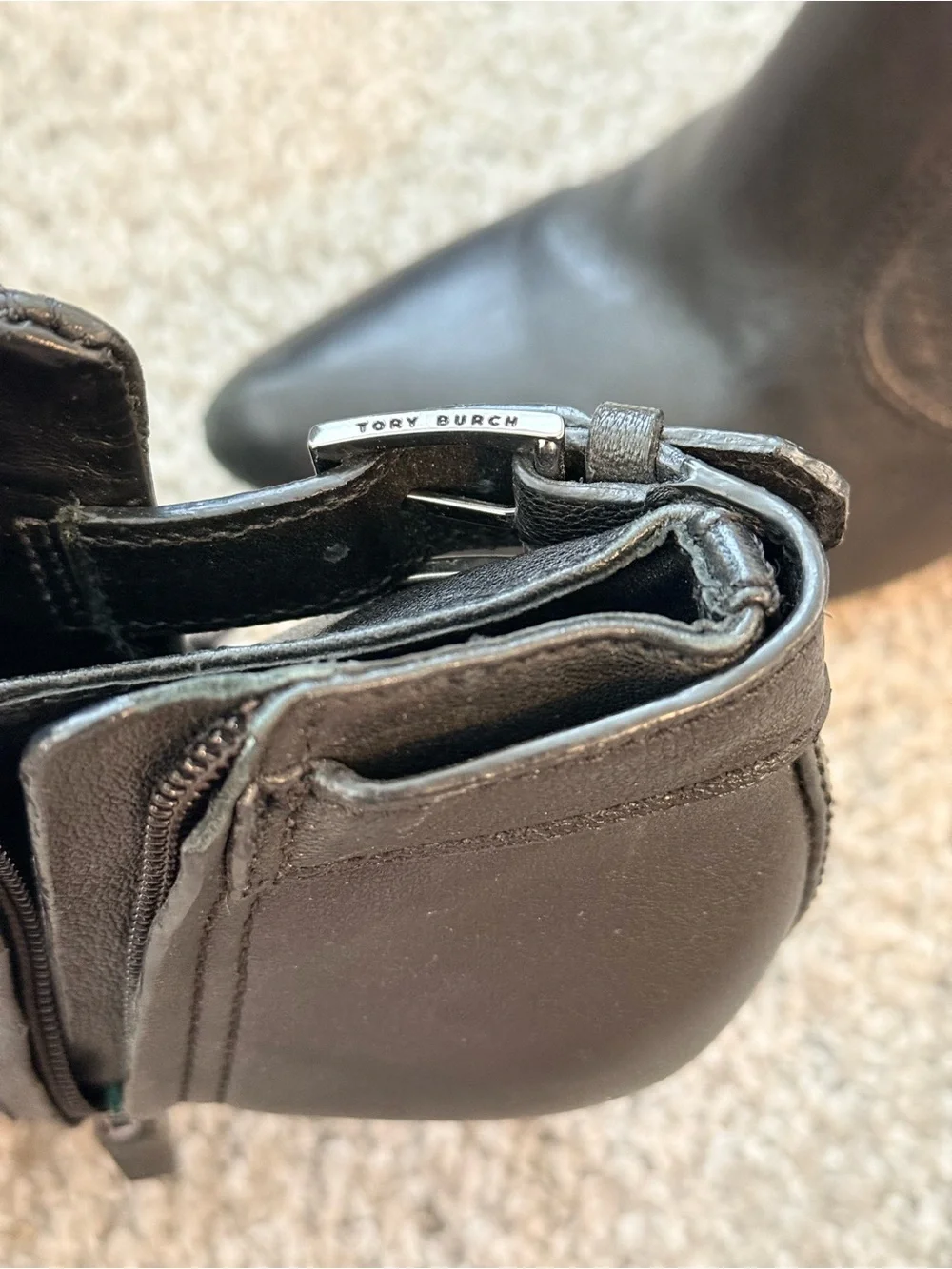 Tory Burch Black Quilted Pointed Ankle Boots